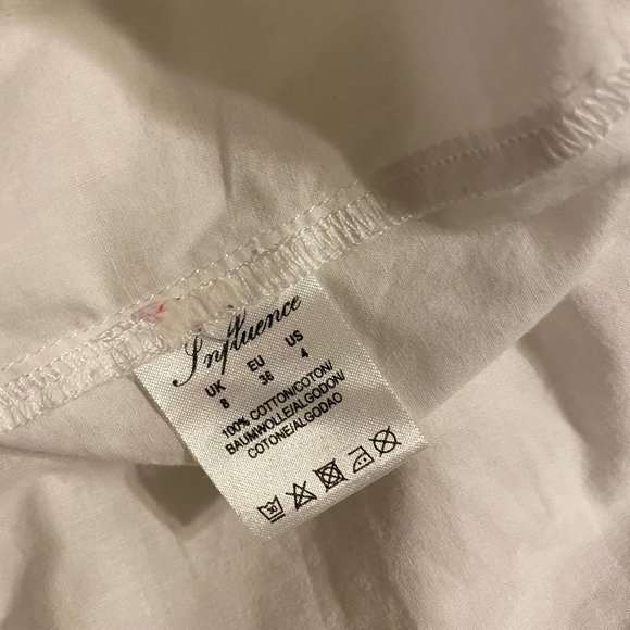 Influence Sz 8 Retro Women's Prairie Collar Peplum White Cotton Blouse - Picture 9 of 9